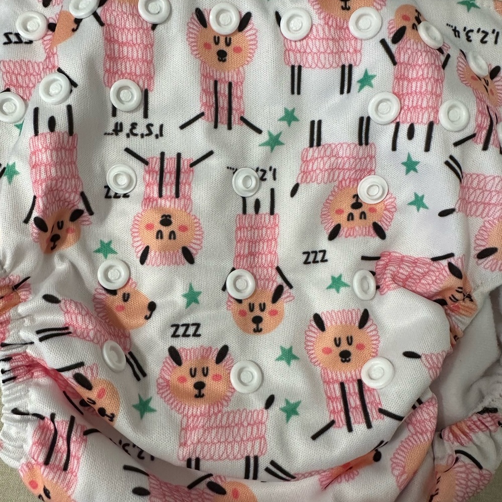 Adorable Pink Sheep Print Diaper Cover and Diaper Insert